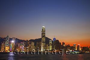 Asia Images Group - Hong Kong City Skyline and Victoria Peak at dusk.