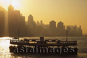 Asia Images Group - Star Ferry and City Skyline at Dawn, Hong Kong, China
