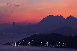 Asia Images Group - City Skyline View from Lantau Island at Dawn, Hong Kong, China