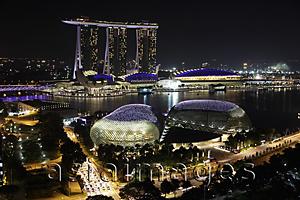 Asia Images Group - Buildings surrounding Marina Bay at night, Singapore