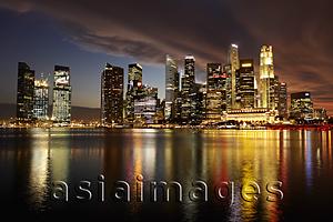 Asia Images Group - Marina Bay and city skyline reflected in the water at night, Singapore