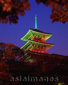 Asia Images Group - Japan, Kyoto, Kiyomizu-dera Pagoda at night
