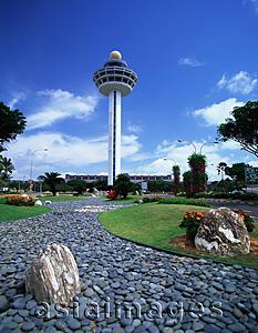 Asia Images Group - Singapore, Changi Airport, garden with control tower
