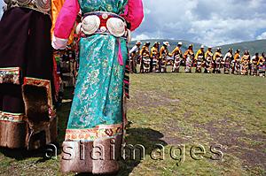 Asia Images Group - China, Szechuan (Sichuan), Kham region, Khampa men and women in full traditional costumes at the summer nomad festival.