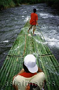 Asia Images Group - Indonesia, Kalimantan, Loksado, bamboo rafts take bamboo to markets