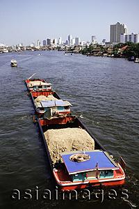 Asia Images Group - Thailand, Bangkok, Barges on river.