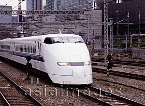 Asia Images Group - Japan, Tokyo, Shinkansen (bullet train) arriving at Tokyo Station