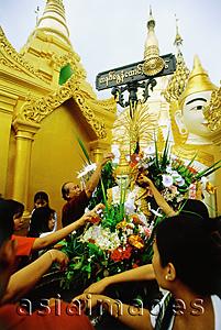 Asia Images Group - Myanmar (Burma), Yangon (Rangoon), Visitors at the Shwedagon Pagoda.
