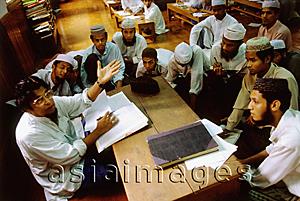 Asia Images Group - Myanmar (Burma), Yangon (Rangoon), Students and members of the Muslim community listening to a teacher.