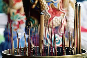 Asia Images Group - Singapore, Ang Mo Kio, Joss sticks in urn at Bright Hill Temple.
