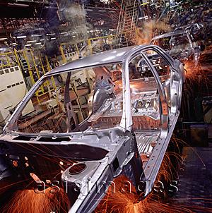 Asia Images Group - Malaysia, Kuala Lumpur, Proton auto factory, Proton cars on automated assembly line.