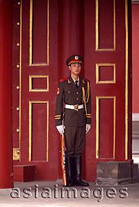 Asia Images Group - China, Beijing, soldier at door of Forbidden City