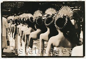 Asia Images Group - Indonesia, Bali, Gianyar, Procession of teenage girls. (artistic grain)