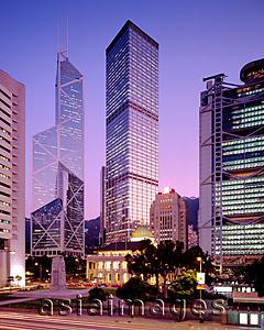Asia Images Group - China, Hong Kong, Central Banking District at dusk