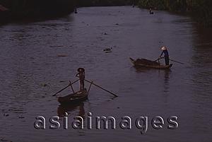 Asia Images Group - Vietnam, Hau Liang province, Mekong delta, Women in sampans.