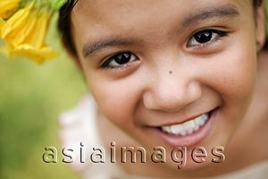 Asia Images Group - Young girl smiling, looking at camera