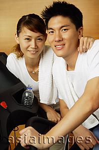 Asia Images Group - Couple in gym, looking at camera, portrait