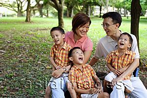 Asia Images Group - Family with three boys in park