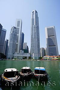 Asia Images Group - Singapore, Skyline and River, boats in the foreground
