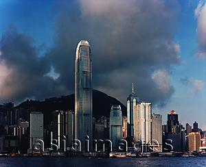 Asia Images Group - Hong Kong, Early morning view of central and the Peak, taken from Star Ferry Terminal, Kowloon