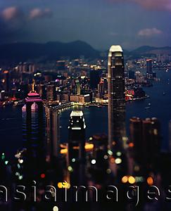 Asia Images Group - Hong Kong, Night View, Central, Victoria harbour and Kowloon, view from the Peak