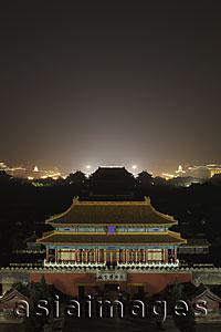 Asia Images Group - Aerial view of Forbidden City at night, Beijing, China
