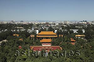 Asia Images Group - Aerial view of The Forbidden City and city scape, Beijing, China