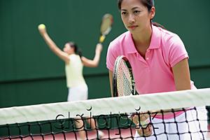 AsiaPix - Women with tennis rackets, playing tennis