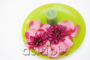 AsiaPix - Still life with flowers and candle on a plate