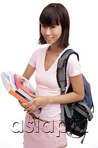AsiaPix - Young woman carrying backpack and books