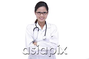 AsiaPix - Female doctor in lab coat, arms crossed, smiling